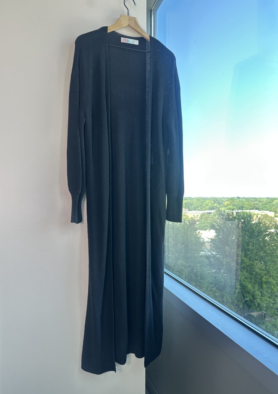 Free People Black FP Beach Golden Sands Longline Cardigan Duster Sz S/P